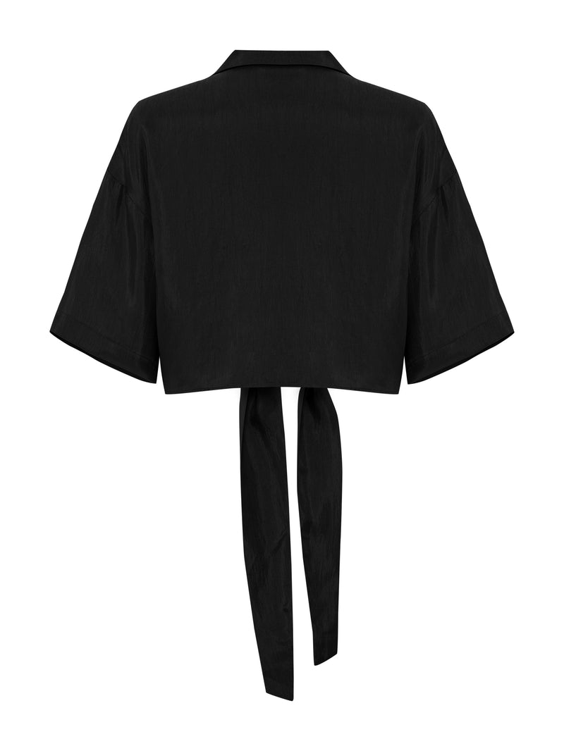 Lucid Tie Shirt - Black-The Handloom-lobo nosara