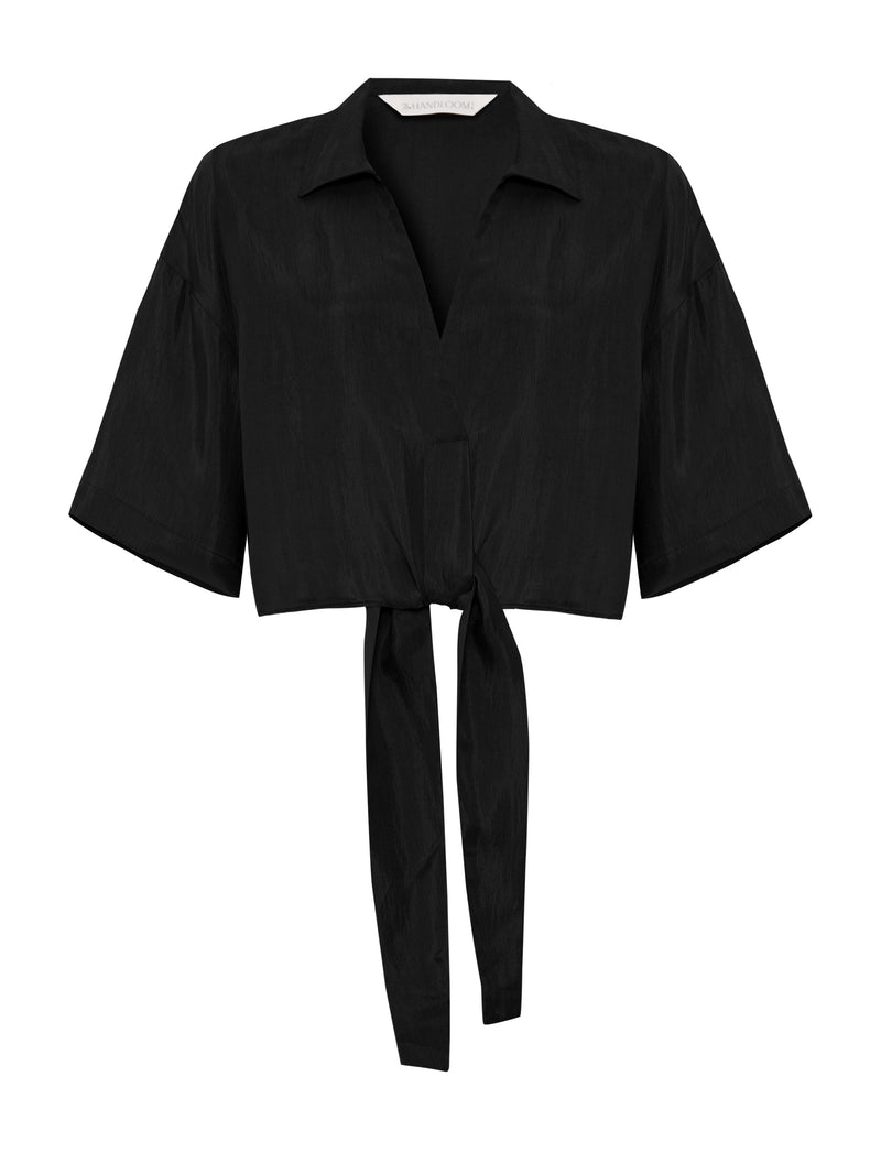 Lucid Tie Shirt - Black-The Handloom-lobo nosara