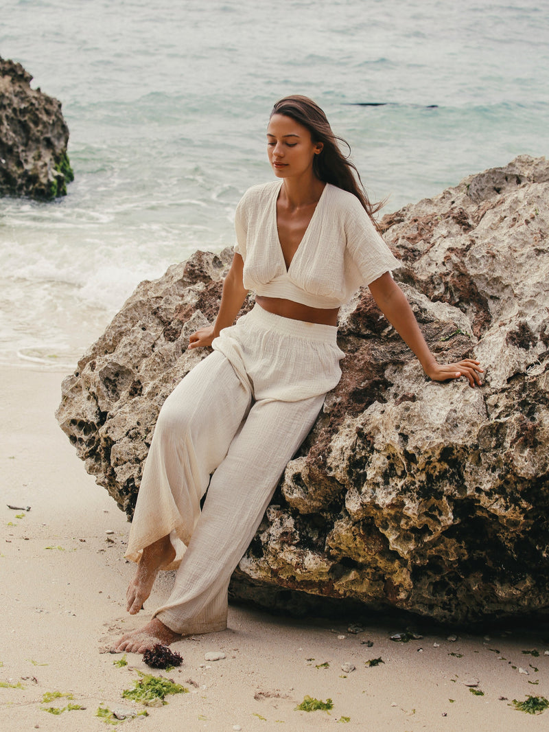 Mare Top - Gold Stripes-The Handloom-lobo nosara