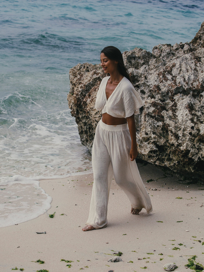 Mare Top - Gold Stripes-The Handloom-lobo nosara