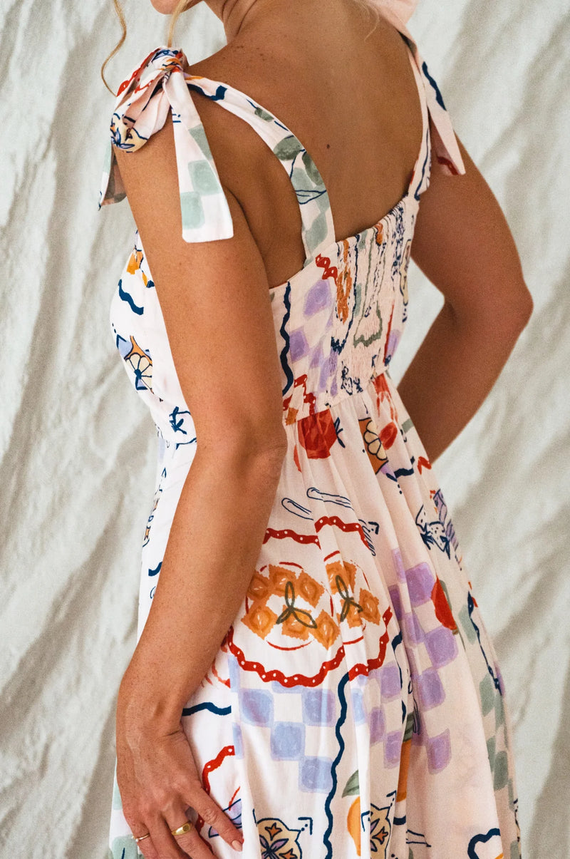 Mia Vita Button Down Dress With Ties-ELF-lobo nosara