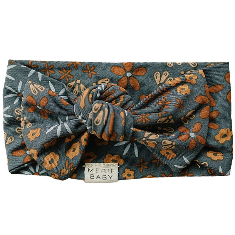 Navy Floral Bamboo Head Wrap-Mebie Baby-lobo nosara