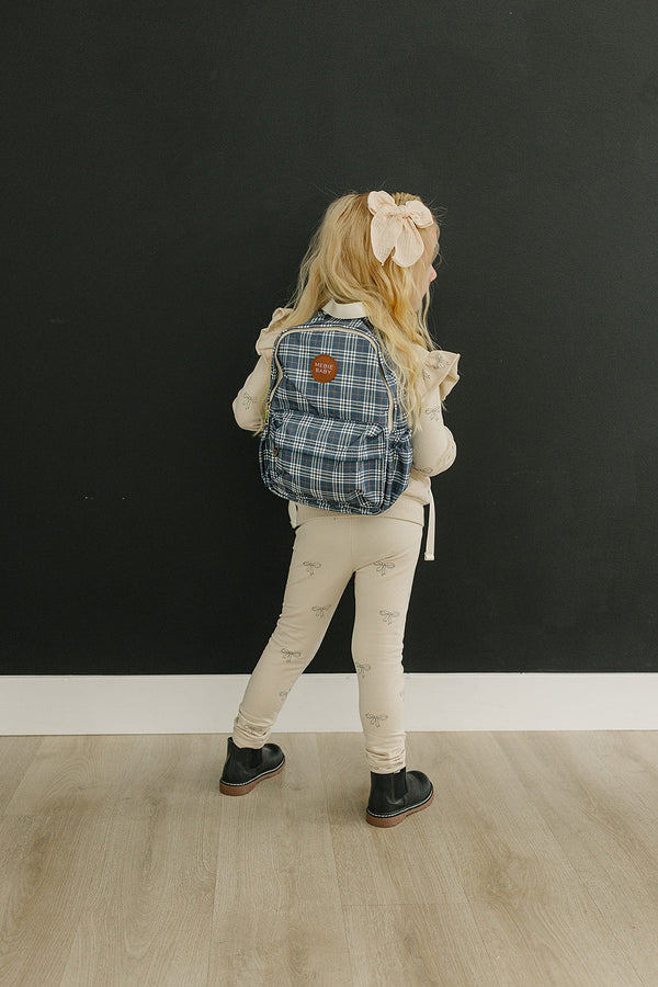 Navy Plaid Mini Backpack-Mebie Baby-lobo nosara