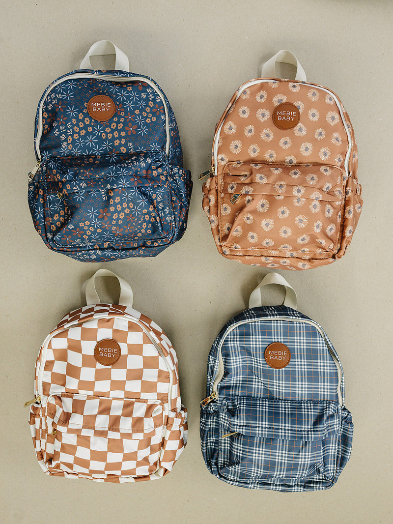 Navy Plaid Mini Backpack-Mebie Baby-lobo nosara