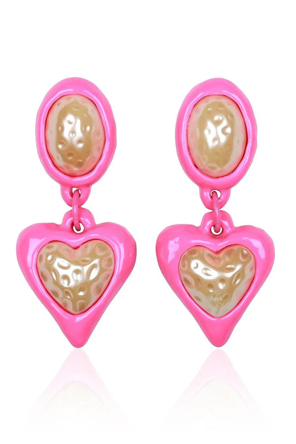 Night Fever Pink Earrings-Corazon de Piña-lobo nosara