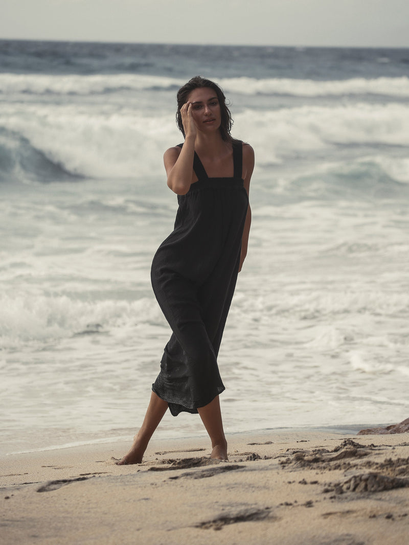 Noa Maxi Dress - Black-The Handloom-lobo nosara