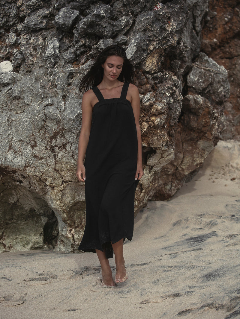 Noa Maxi Dress - Black-The Handloom-lobo nosara