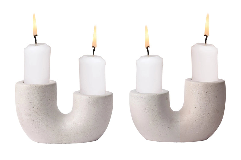 Nordic Style U Shaped Concrete Candle Holder-Casa Amarosa-lobo nosara