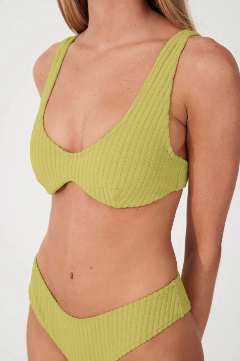 Olive Cord Towelling Crop Bralette-Zulu & Zephyr-lobo nosara