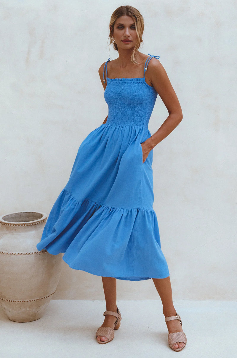 Paradiso Strappy Linen Midi Dress-ELF-lobo nosara