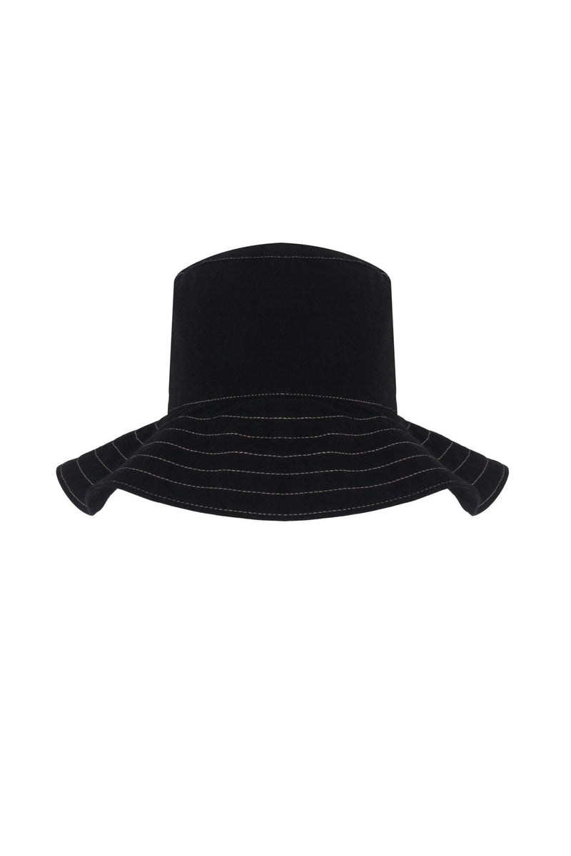 Playa Contrast Stitch Bucket Hat - Black-The Handloom-lobo nosara