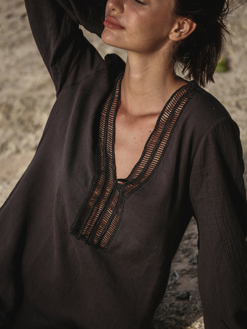 Positano Dress - Black-The Handloom-lobo nosara