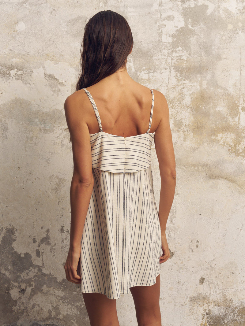 Puglia Stripes Mini Dress - Navy-The Handloom-lobo nosara