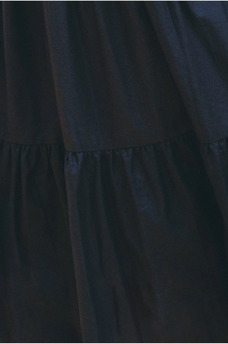 Rafeala Strappy Linen Midi Dress - Black-BALI ELF-lobo nosara