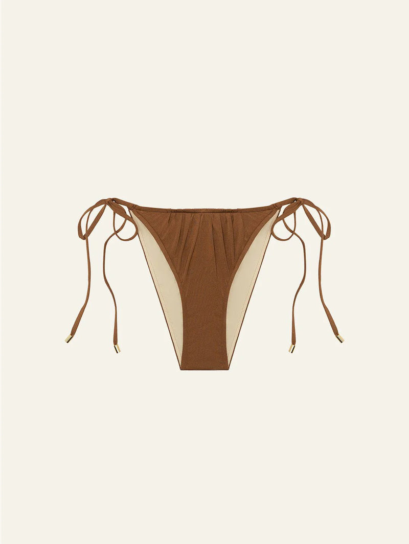 Ruched String Bikini Bottom-Peony-lobo nosara