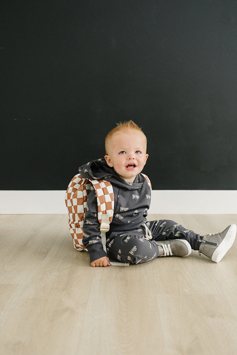 Rust Wavy Checkered Mini Backpack-Mebie Baby-lobo nosara