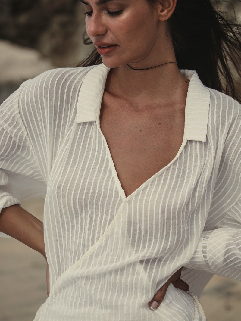 Sade Top - White Stripes-The Handloom-lobo nosara