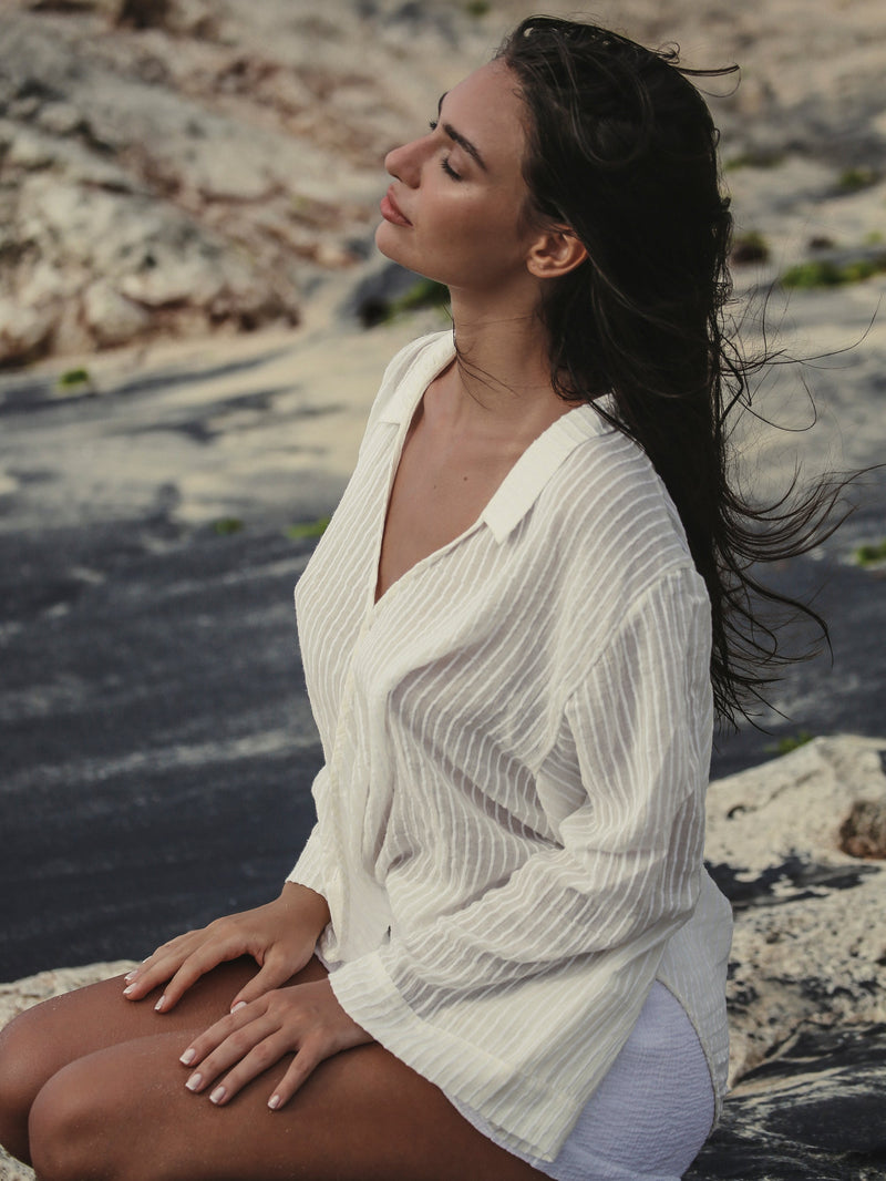 Sade Top - White Stripes-The Handloom-lobo nosara