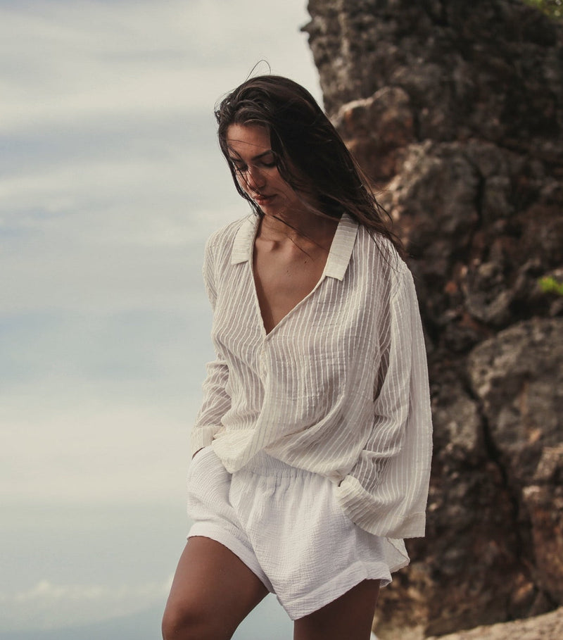 Sade Top - White Stripes-The Handloom-lobo nosara