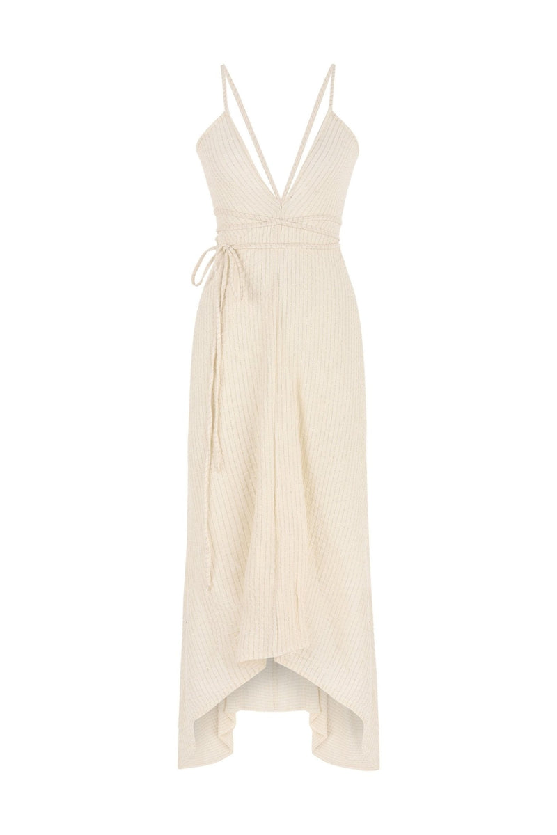 Sage Maxi Dress - Gold Stripes-The Handloom-lobo nosara