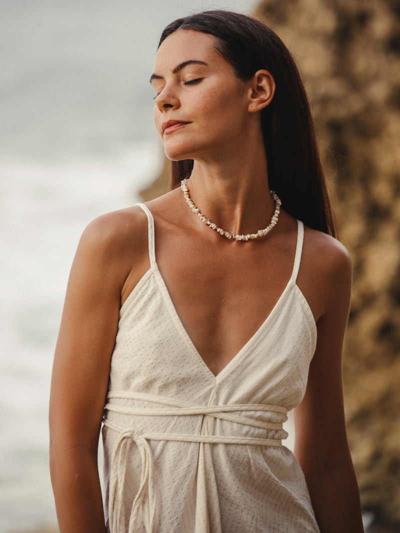 Sage Maxi Dress - Gold Stripes-The Handloom-lobo nosara