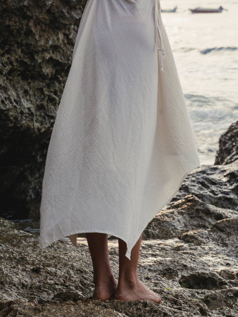 Sage Maxi Dress - Gold Stripes-The Handloom-lobo nosara