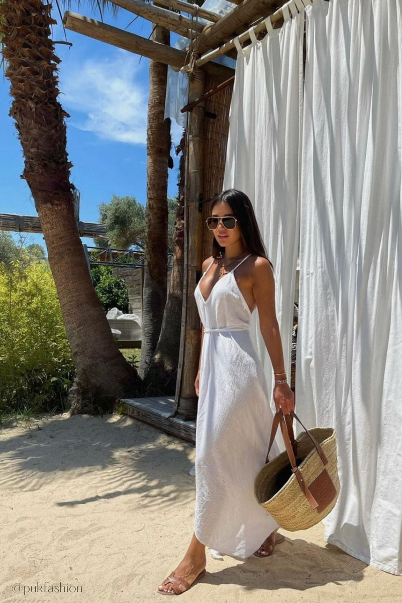 Sage Maxi Dress - White-The Handloom-lobo nosara