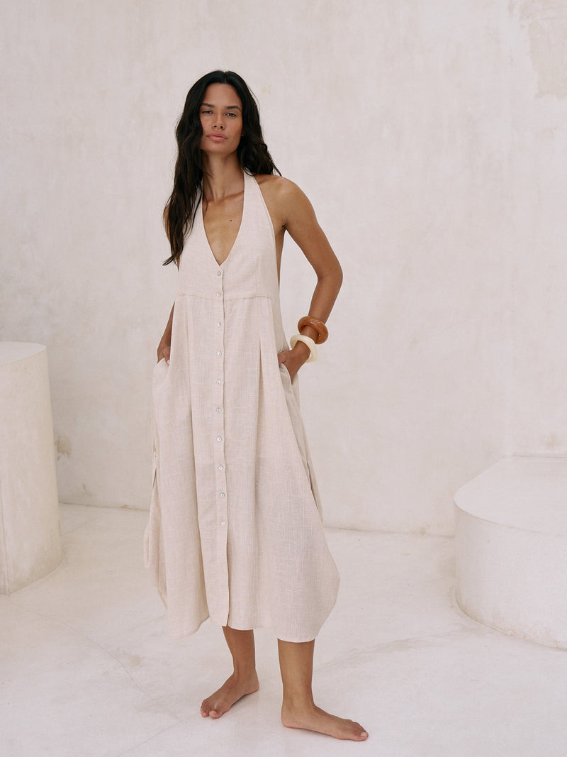 Sahara Sun Maxi Dress - Natural-The Handloom-lobo nosara