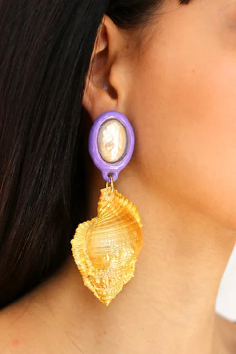 Saint Tropez Purple and Gold Earrings-Corazon de Piña-lobo nosara