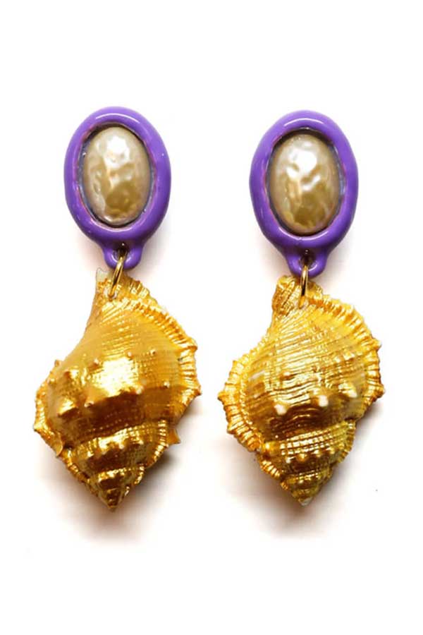 Saint Tropez Purple and Gold Earrings-Corazon de Piña-lobo nosara