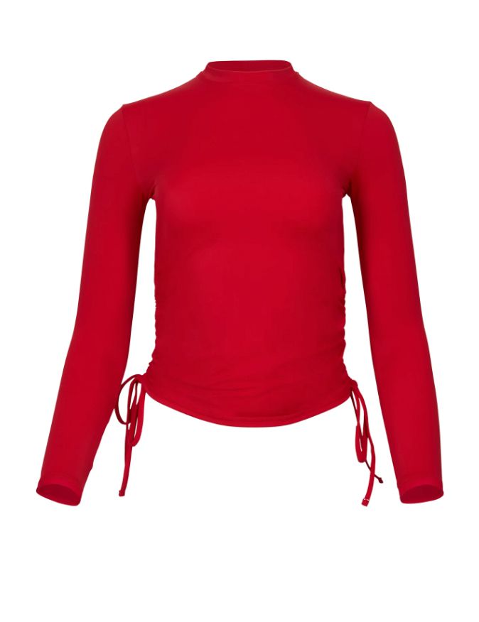 Ruched Rash Guard Salt Gypsy Ruched Rashguard Red – lobo nosara