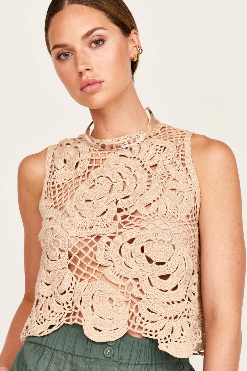 Santanyi Crochet Floral Tank-MIRTH-lobo nosara