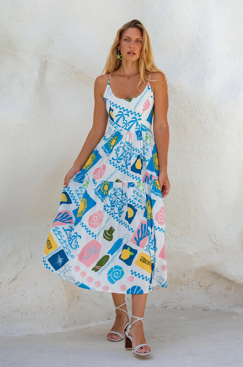 Sea Dreamer Strappy Midi Dress-ELF-lobo nosara