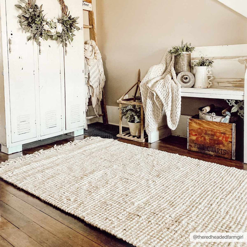 Senneterre Bleached Jute Rug-Boutique Rugs-lobo nosara
