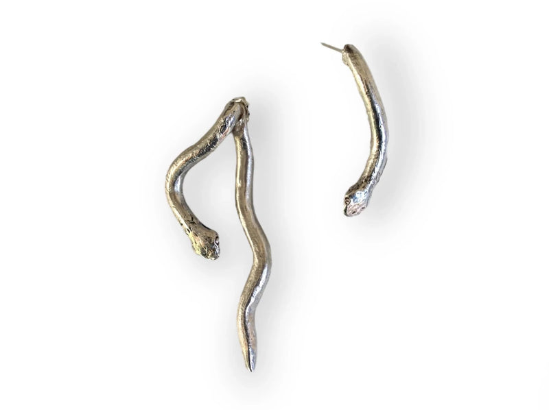 Serpent Earrings - Silver-Saint Vagabond-lobo nosara