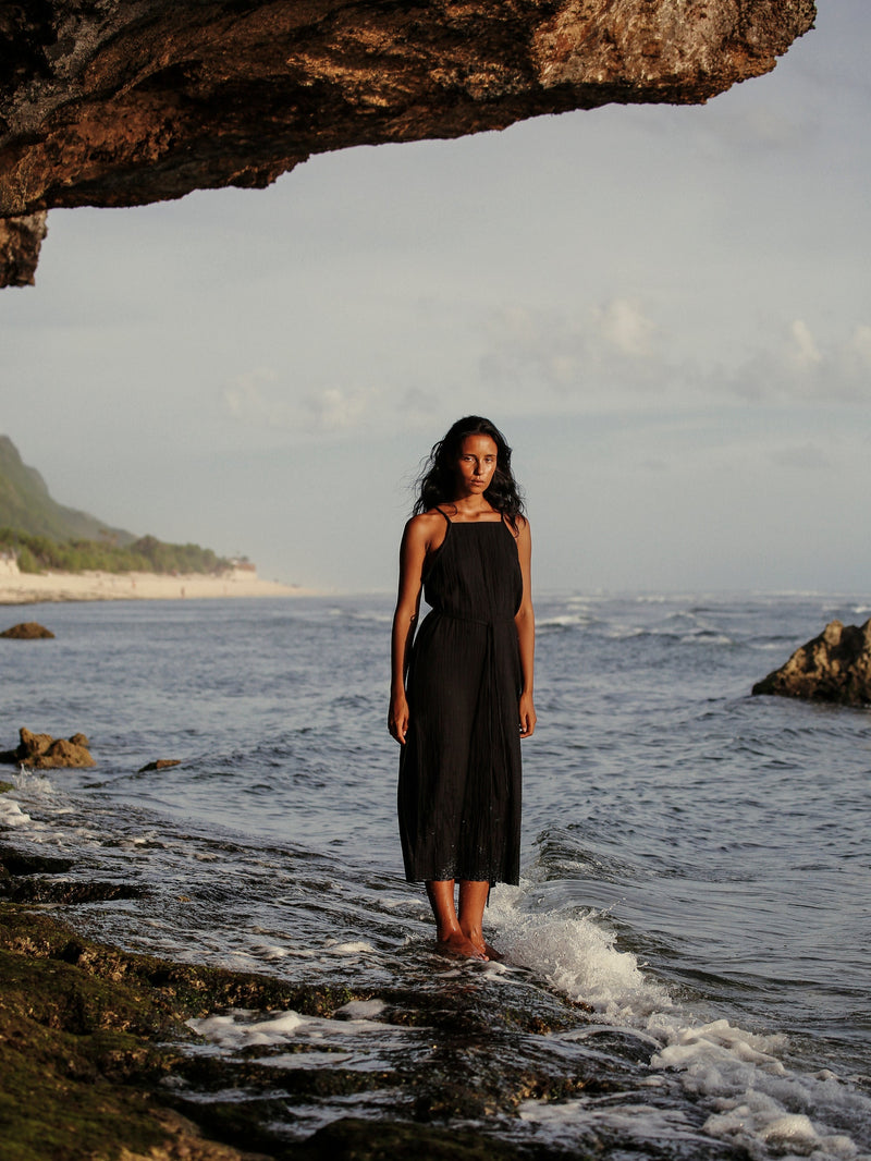 Siesta Dress - Black-The Handloom-lobo nosara