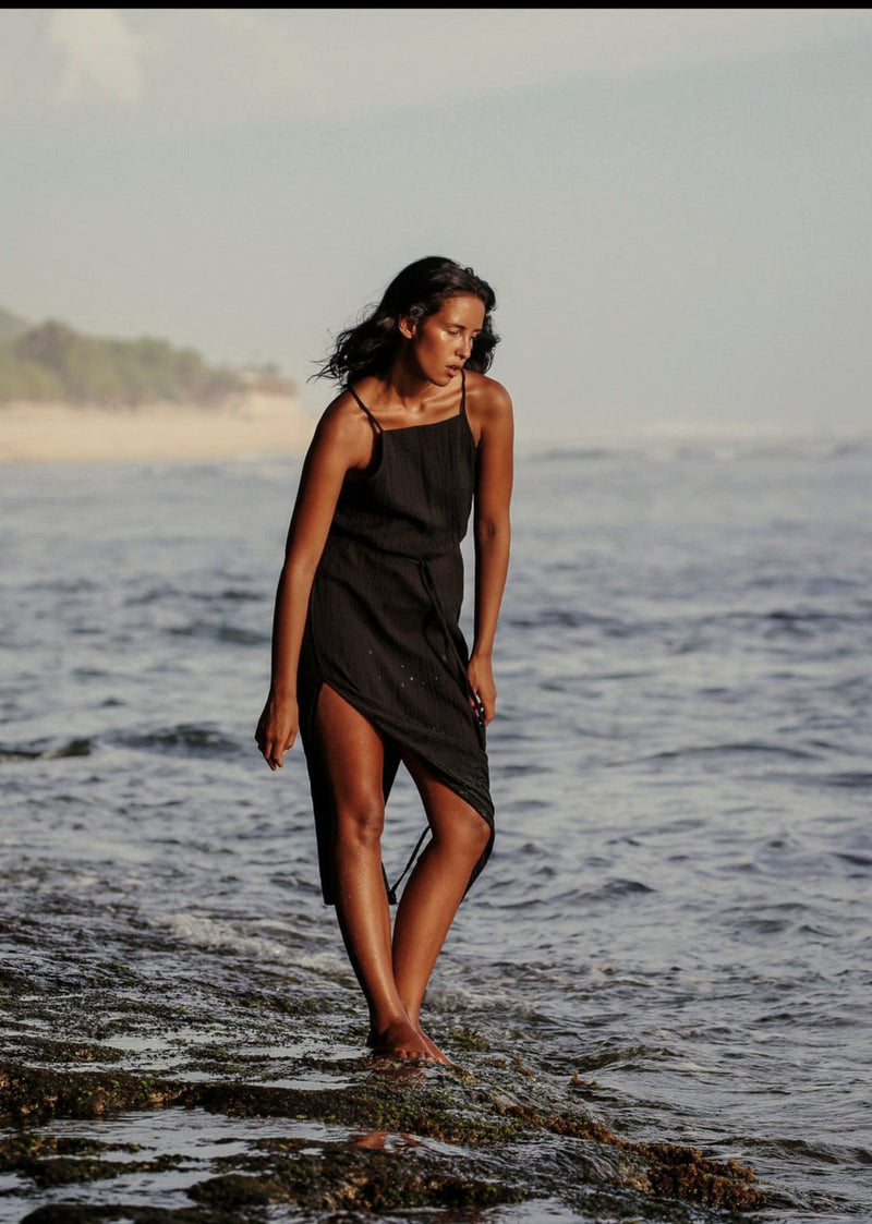 Siesta Dress - Black-The Handloom-lobo nosara