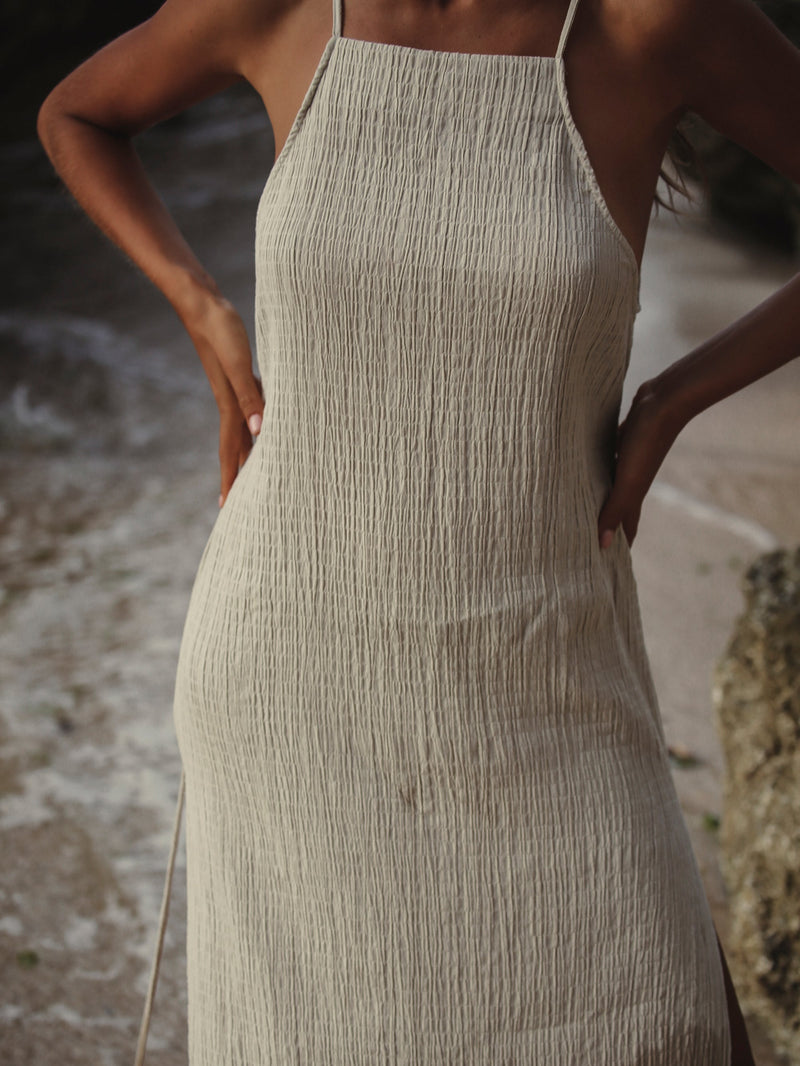 Siesta Dress - Oatmeal-The Handloom-lobo nosara