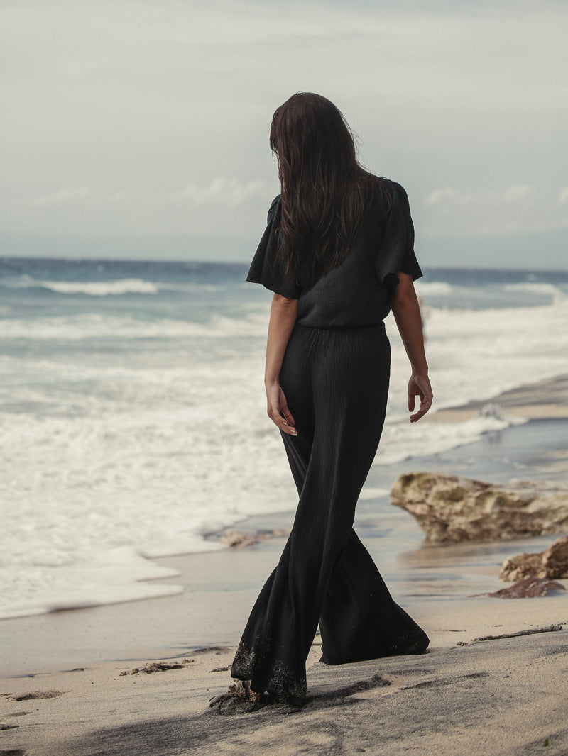 Skye Palazzo Pants - Black-The Handloom-lobo nosara