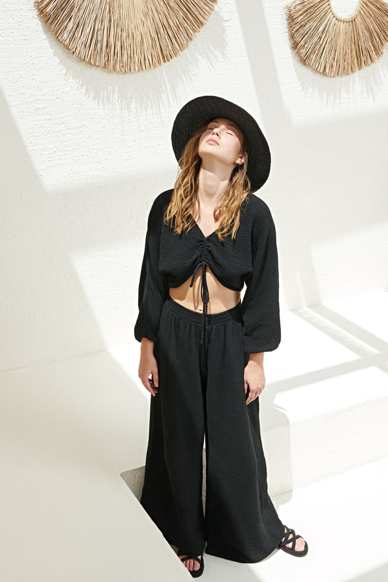 Skye Palazzo Pants - Black-The Handloom-lobo nosara