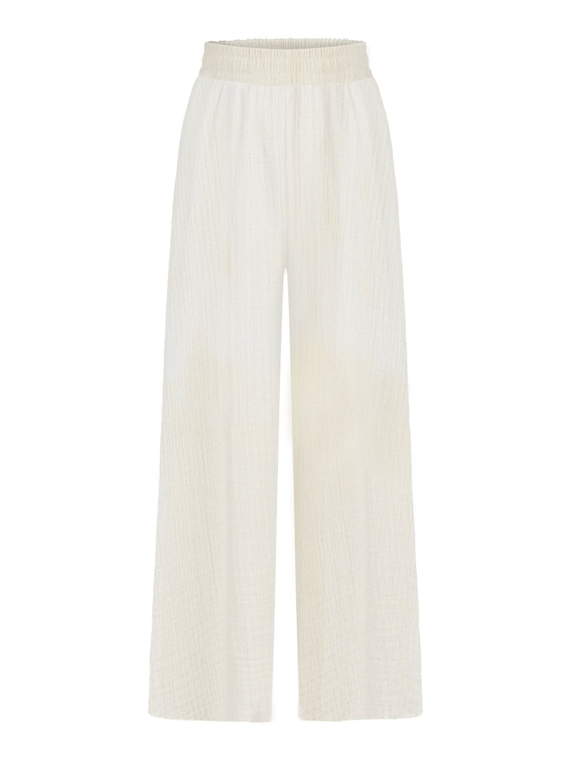 Skye Palazzo Pants - Gold Stripes-The Handloom-lobo nosara
