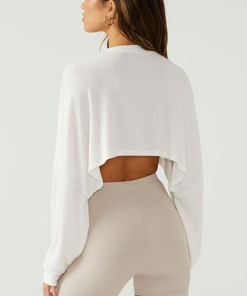 Slouchy Crop Pullover Ivory-Joah Brown-lobo nosara
