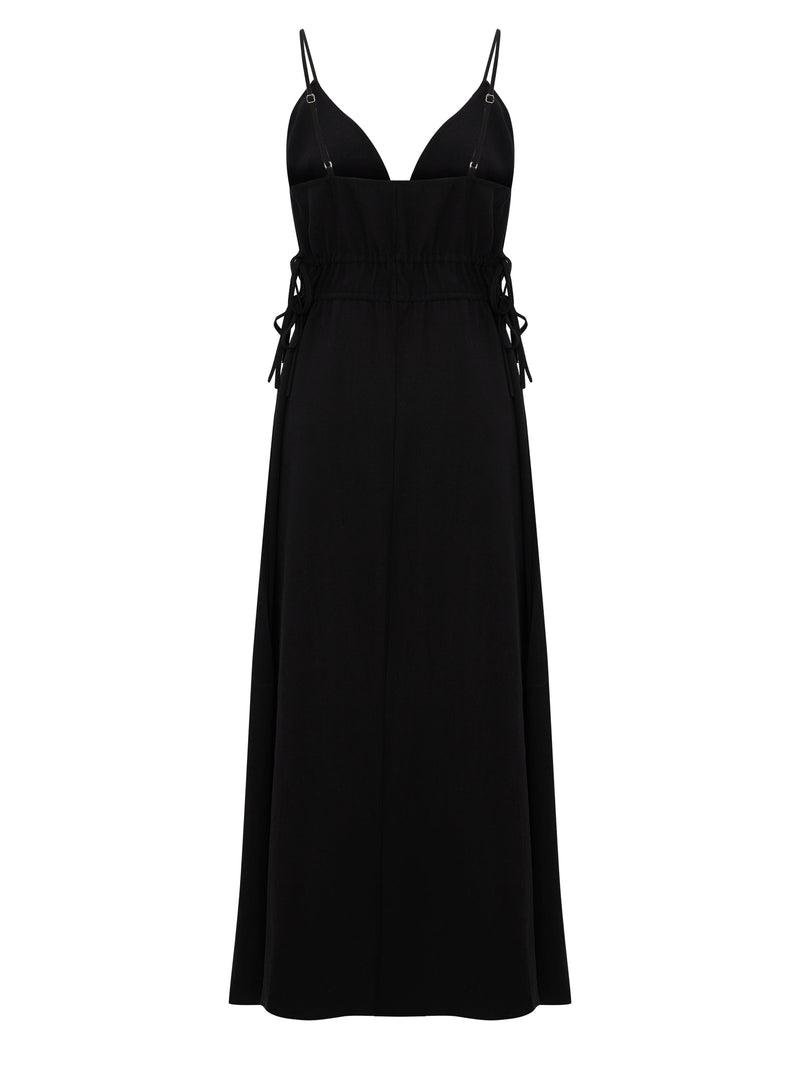 Sofia Ties Maxi Dress - Black-The Handloom-lobo nosara