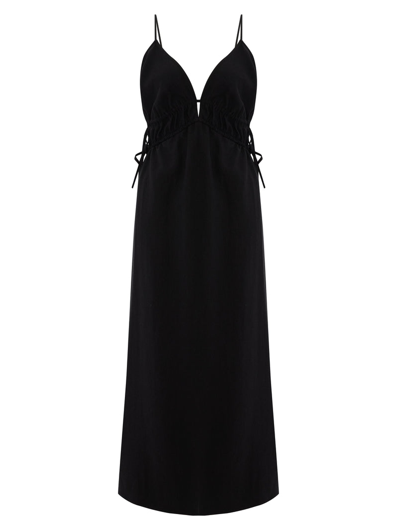 Sofia Ties Maxi Dress - Black-The Handloom-lobo nosara