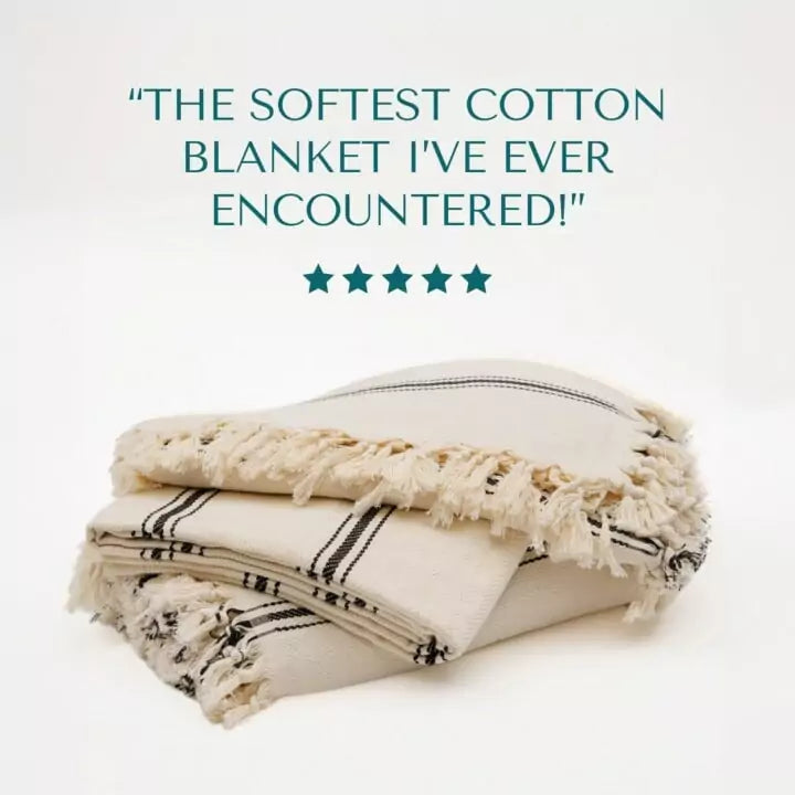 Sophie | Farmhouse Home Decor Turkish Cotton Throw Bed Blanket-The Loomia-lobo nosara