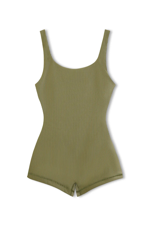 Stripe Rib Bodysuit - Olive-Zulu & Zephyr-lobo nosara