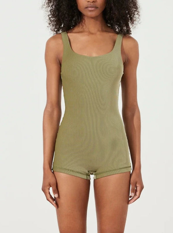 Stripe Rib Bodysuit - Olive-Zulu & Zephyr-lobo nosara