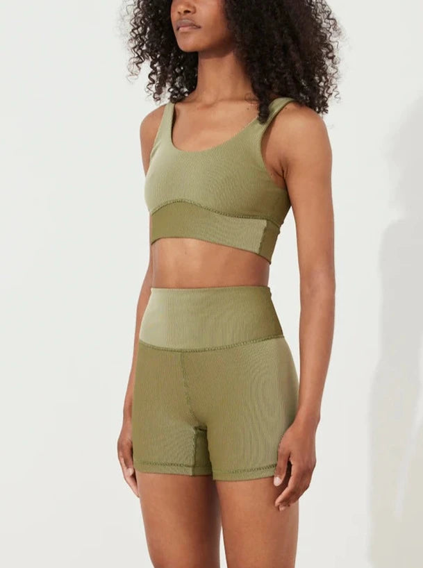 Stripe Rib Crop Top - Olive-Zulu & Zephyr-lobo nosara