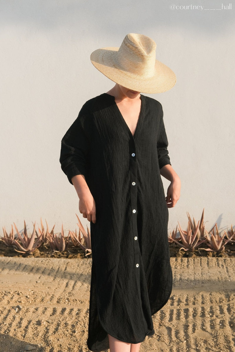 Terra Shirt Dress - Black-The Handloom-lobo nosara