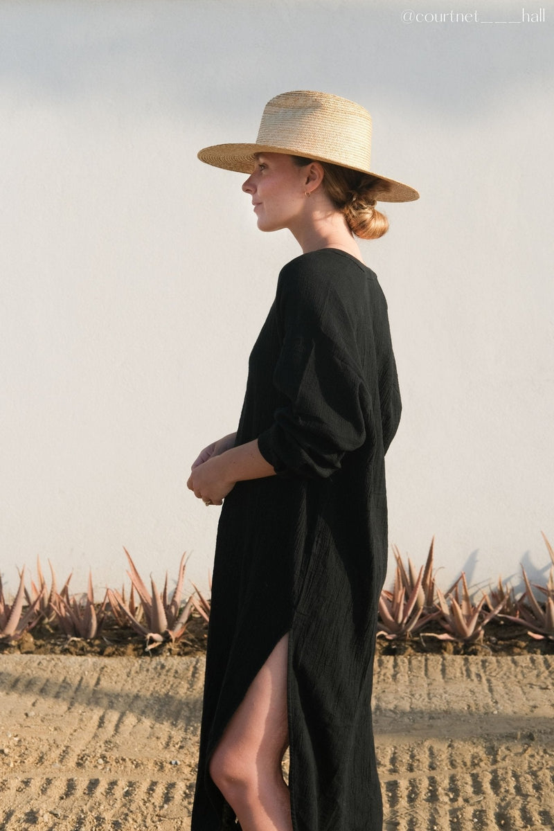 Terra Shirt Dress - Black-The Handloom-lobo nosara